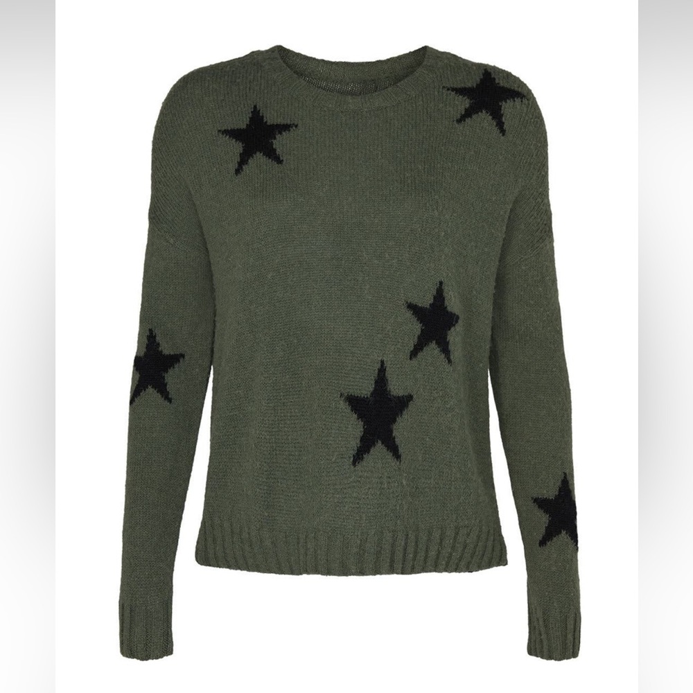 Rails Olive Sweater with Black Star Design